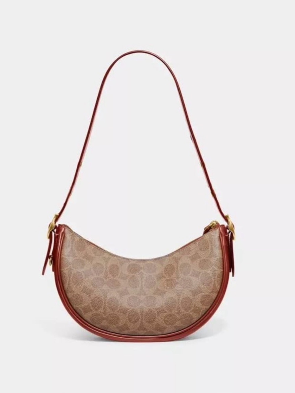 Coach Crescent Shoulder Bag in Brown and Rust